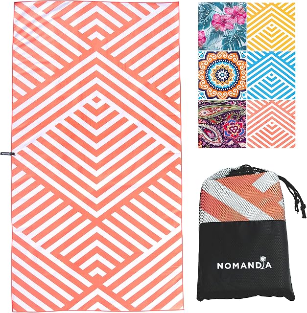 Nomandia Microfibre Beach Towel Extra Large - 180x90cm Sand Free Lightweight & Quick Dry Microfibre Towel - This Microfiber Towel is perfect as Beach Towel & Travel Towel
