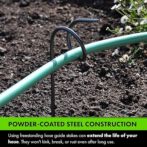 Miniatura 5 de Yard Butler Guía de manguera para ahorrar plantas, protector de plantas de 17.5 pulgadas, estacas de jardín, guías de tuberías de agua resistentes,