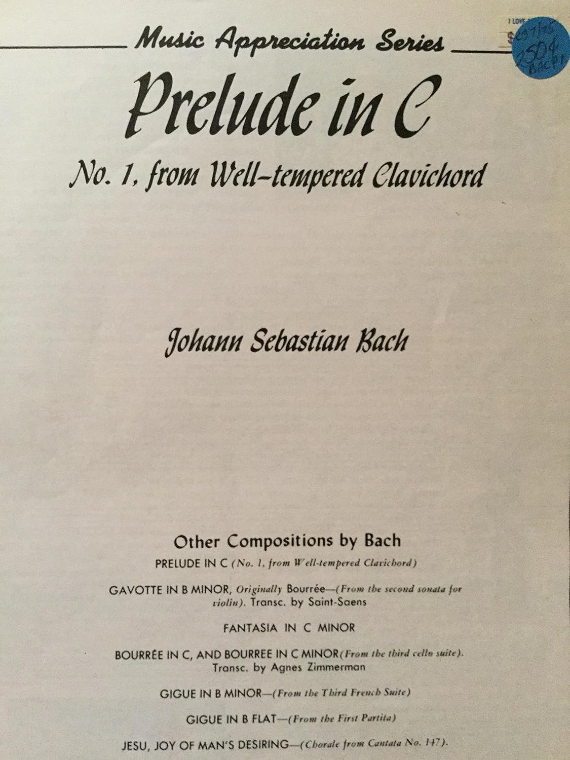 Bach - Prelude in C No. 1 From Well-tempered Clavichord: Amazon.com: Books
