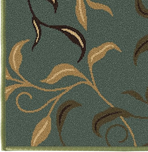 Miniatura 11 de Alfombra antideslizante tradicional, diseño de hojas, con parte trasera de goma, lavable a máquina, 3 x 5, para sala de estar, dormitorio, cocina,