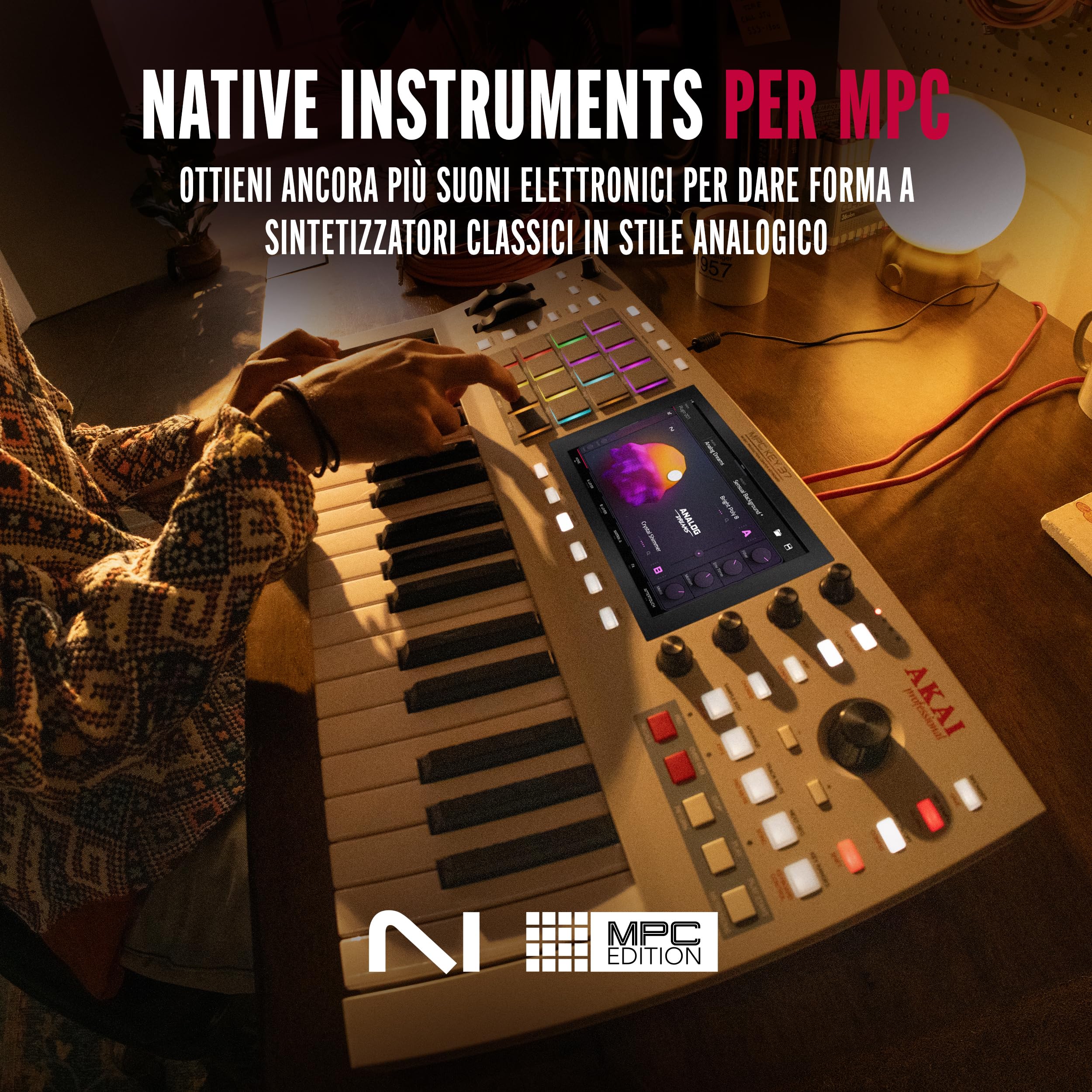 Akai Professional MPC Key 37 G2 Tastiera di produzione standalone Next-Gen | Sintetizzatore per producers, sampling & sequencing, con USB-C, 37 tasti, 16 pad MPC, processore 8-core, 4 GB RAM