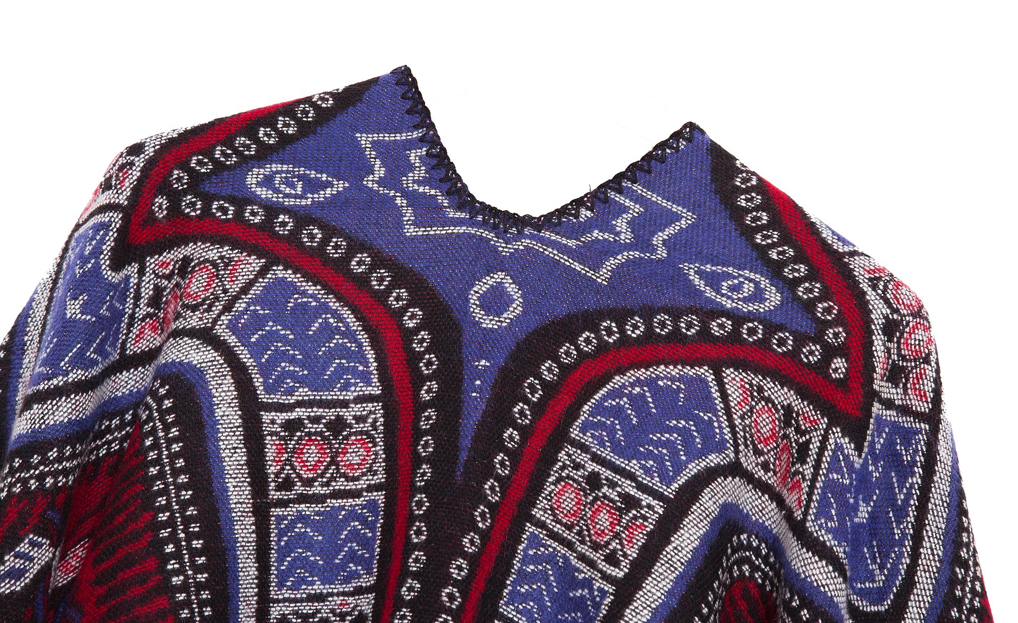 EXCHIC Femmes Chauds Ouverture Avant Châle Chaud Wraps Motif Floral Elegantes Poncho Tricot Cape Manteau