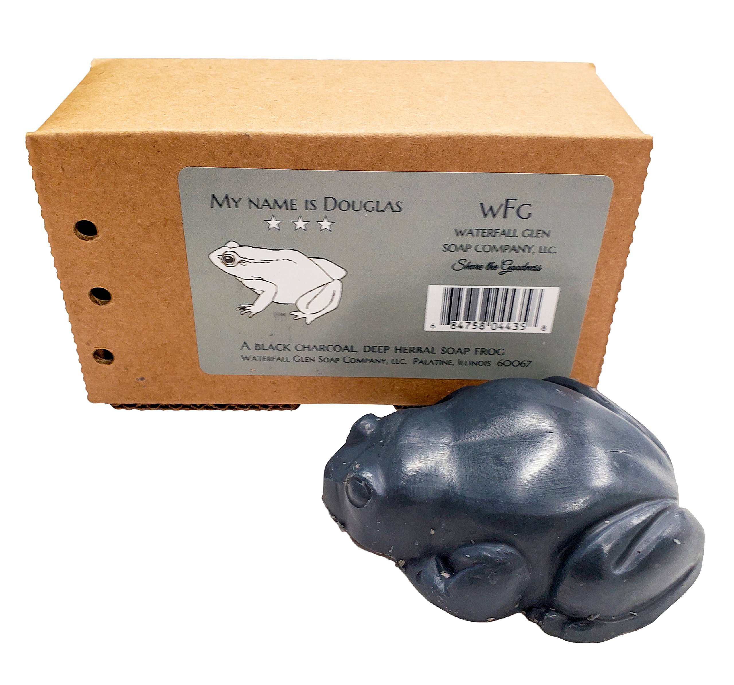 WFG WATERFALL GLEN SOAP COMPANY, LLC, Douglas - Herbal and charcoal, vegan, natural bath frog soap with shea butter 3.5oz