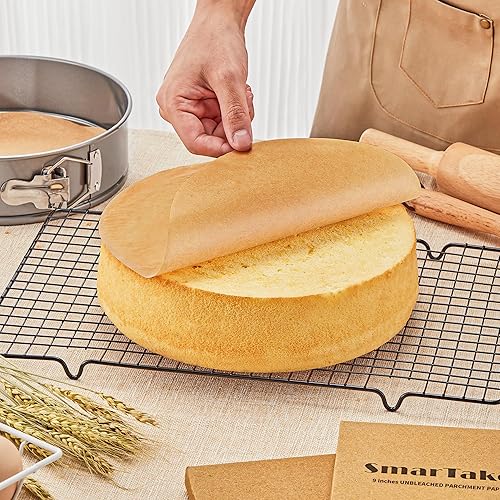 Miniatura 3 de SMARTAKE 100 hojas redondas de papel pergamino sin blanquear para hornear, 4 pulgadas, antiadherentes precortadas, perfectas para hornear, asar a la