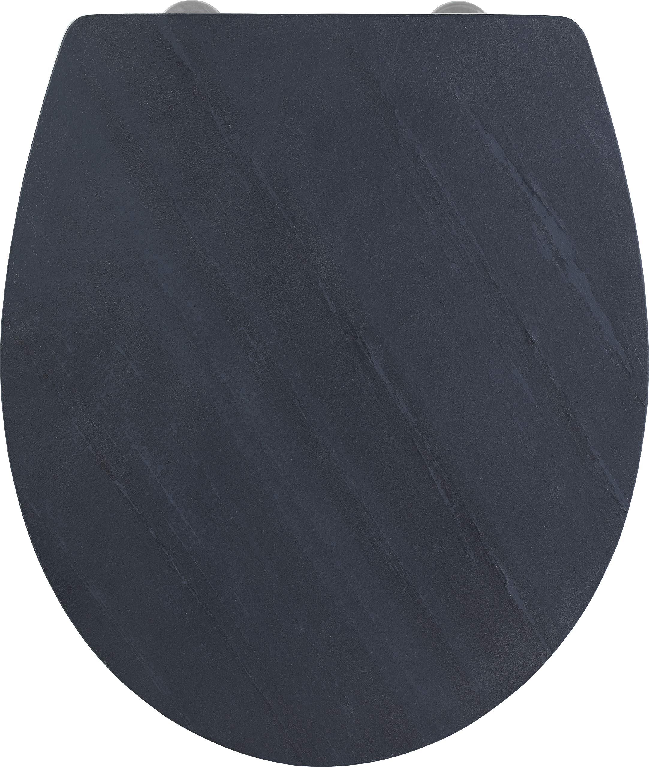 Cornat Deska sedesowa "Noir" – elegancka płyta z kamienia naturalnego – łatwy w pielęgnacji duroplast – funkcja Quick up & Clean – wolnoopadająca – wygodny montaż od góry/deska sedesowa/deska