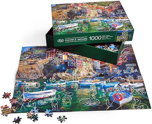 Miniatura 4 de Genuine Fred, Spring Break at Cinque Terre, serie Doodle, rompecabezas de 1000 piezas, 28 x 20 pulgadas