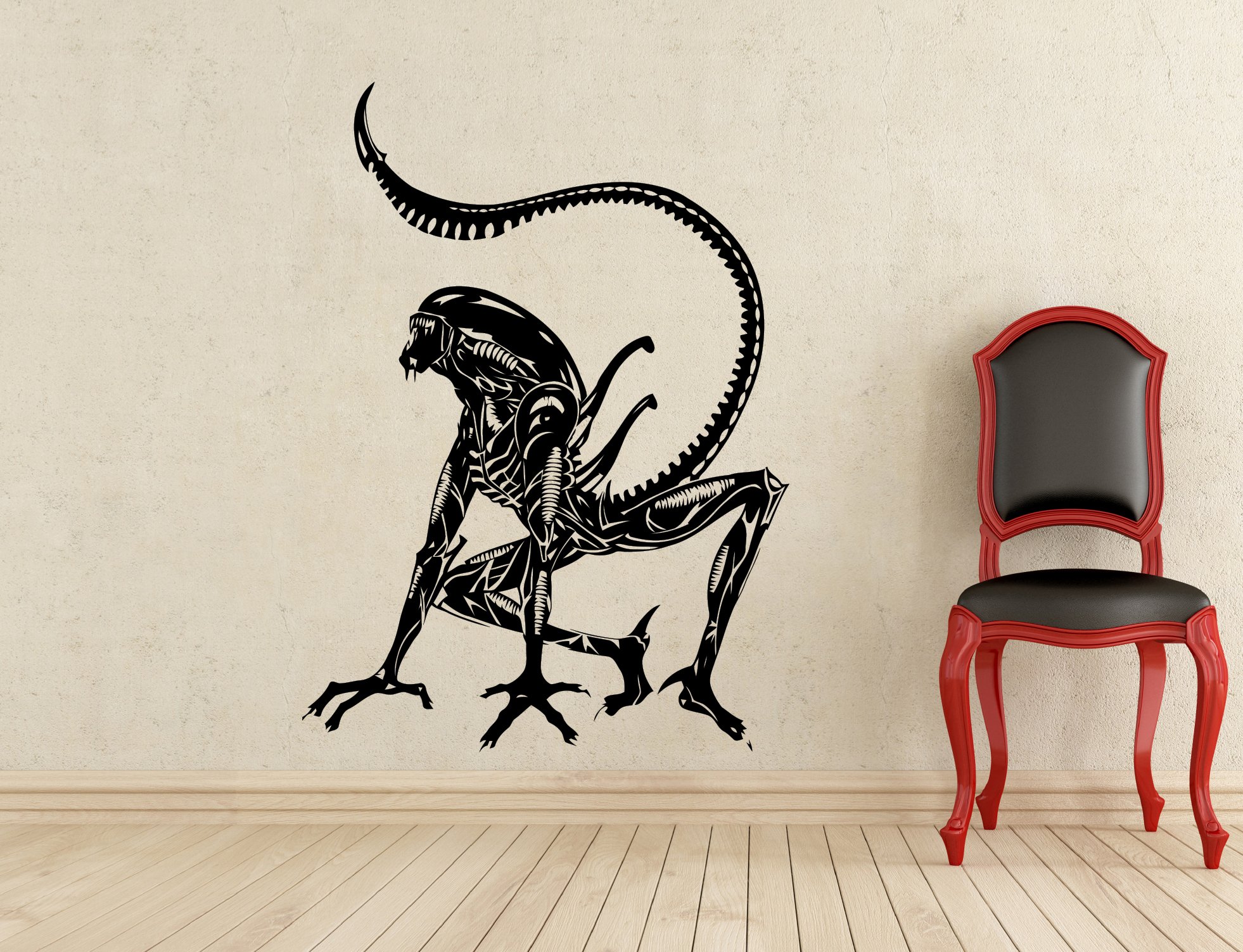 Hannah Larsen Alien Wall Decal Superhero Vinyl Sticker Wall Decor Removable Waterproof Decal (118z) Black