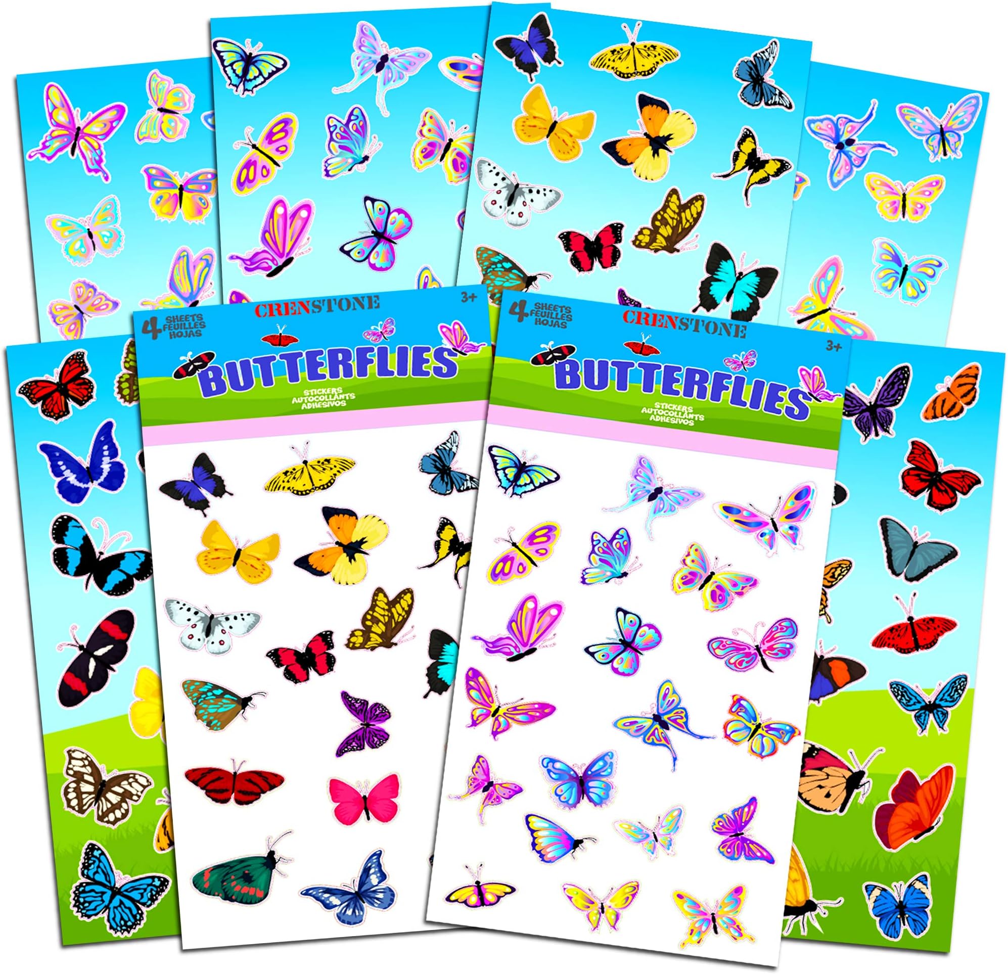 Butterflies Stickers Party Supplies Pack ~ Over 160 Butterfly Stickers for Girls Kids Toddlers Adults(Party Favor Craft Scrapbooking Adhesive Sticker Sheets)
