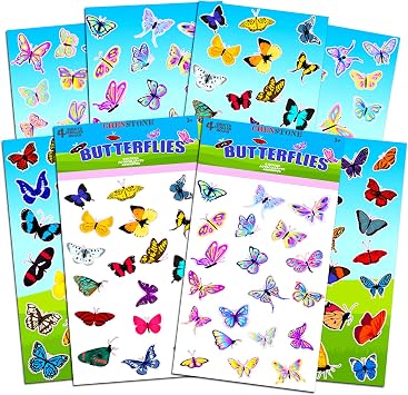 Butterflies Stickers Party Supplies Pack  Over 160 Butterfly Stickers for Girls Kids Toddlers Adults Party Favor Craft Scrapbooking Adhesive Sticker Sheets by Crenstone