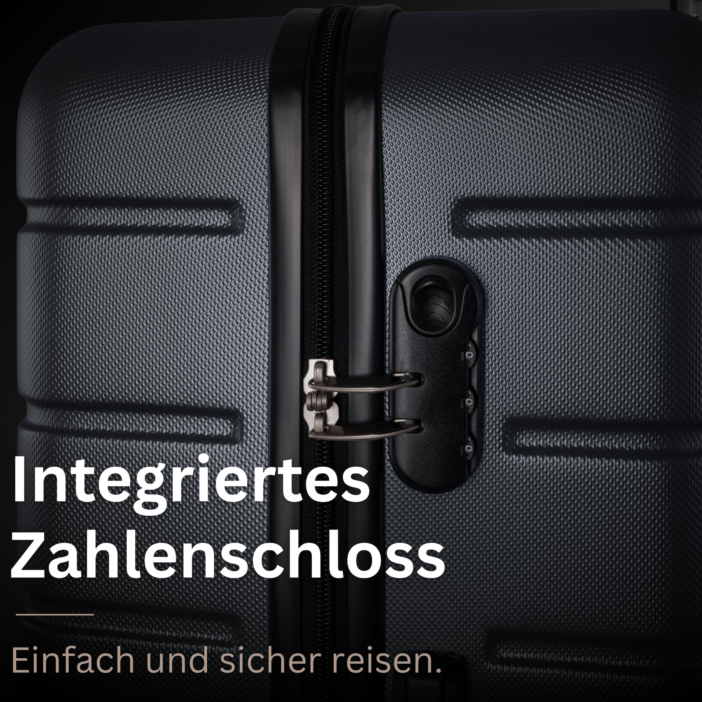 NOWI Hartschalenkoffer XL Groß - 100L Volumen - 158cm Gurtmaß - 8 Rollen 360° drehbar - Leichter Koffer mit Zahlenschloss & Teleskopgestänge - Reisekoffer mit Rollen, Trolley (schwarz, XL)