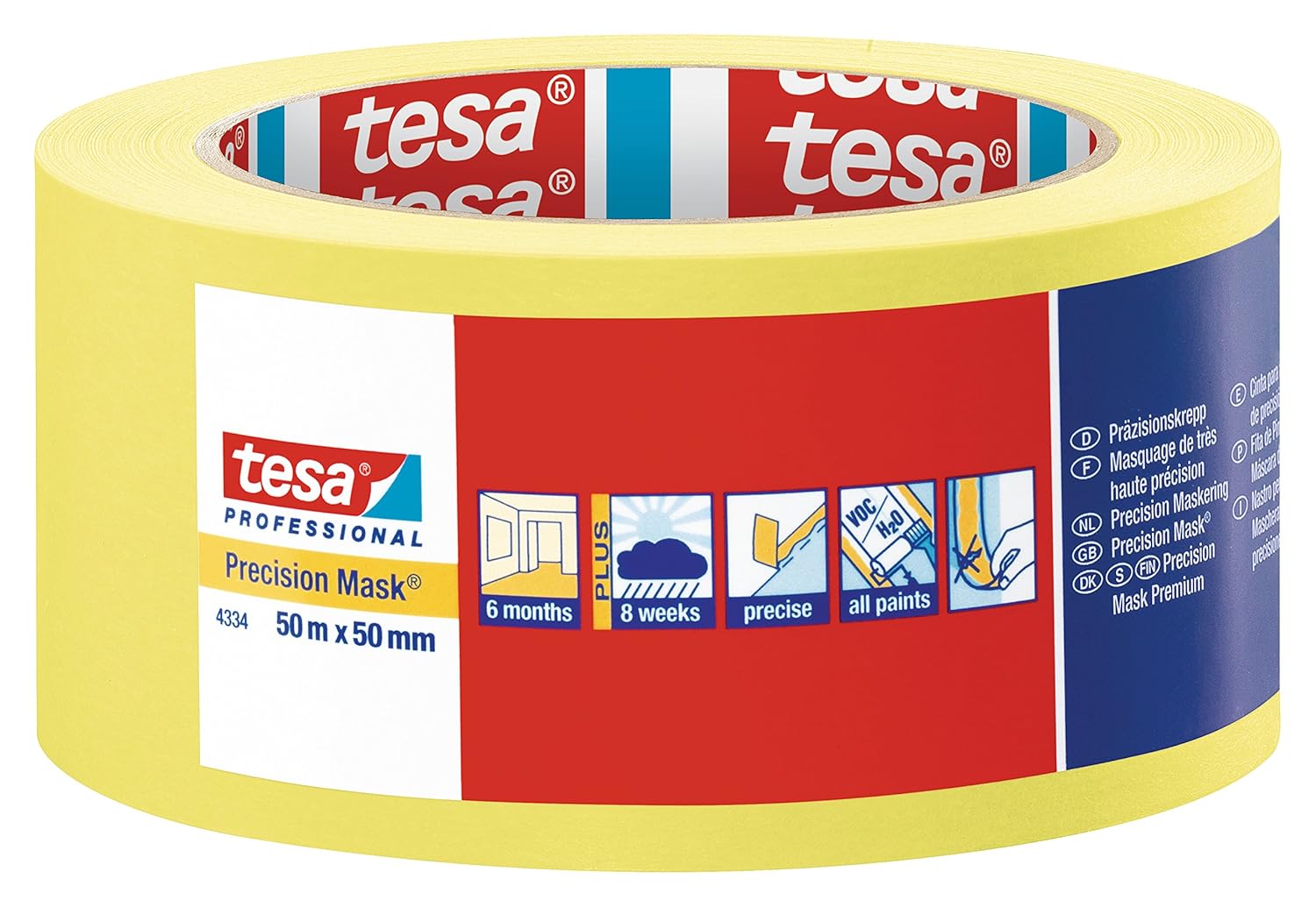 tesa 4334 Precision Mask Painters Tape 2 in. x 55 yds. (Yellow