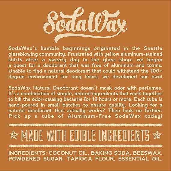 SodaWaxTM Natural Deodorant EARL GREAT (3.3oz/93g) Any 3 Items SHIP FREE