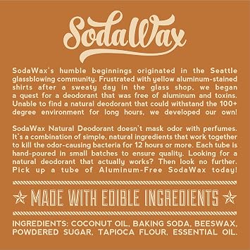 SodaWaxTM Natural Deodorant EARL GREAT (3.3oz/93g) Any 3 Items SHIP FREE