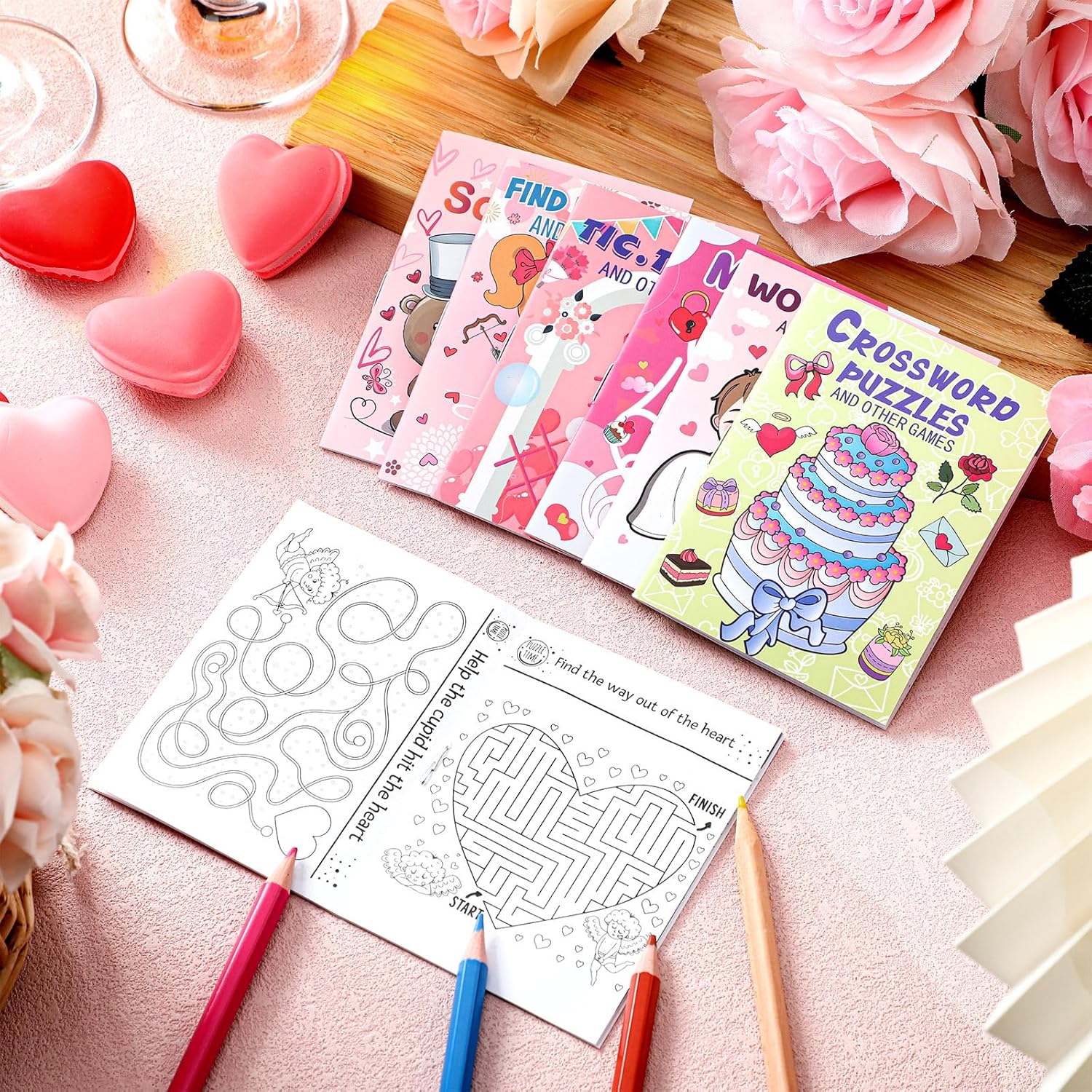 Hungdao 48 Pcs Wedding Mini Activity Books Bulk for Girls Boys Wedding Games Mini Fun and Games Challenging Activities Wedding Day Mini Activity Books for Table Reception