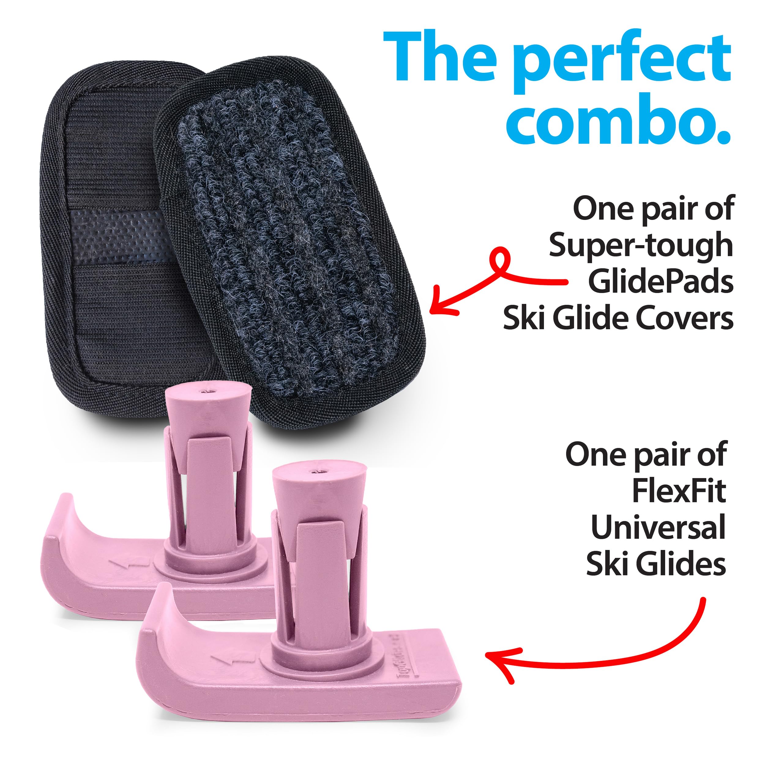 Bundle: Top Glides Flexfit Universal Ski Glides with GlidePads (Pink) — Amazon image 2