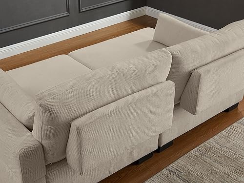 Miniatura 7 de VANOMi Sofá biplaza multifuncional, se convierte fácilmente de sofá a sofá cama, cómodo cojín de asiento grueso, adecuado tanto para salas de estar