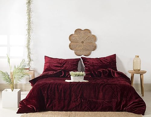 Miniatura 2 de Funda de edredón de terciopelo rojo vino, hecha de terciopelo de rayón de alta calidad, juego de 3 fundas de edredón y funda de almohada tamaño