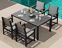 Vista 16 de SERWALL Juego de comedor para exteriores de 9 piezas, mesa de comedor expandible de 60 a 83 pulgadas y 8 sillas de polietileno de alta densidad