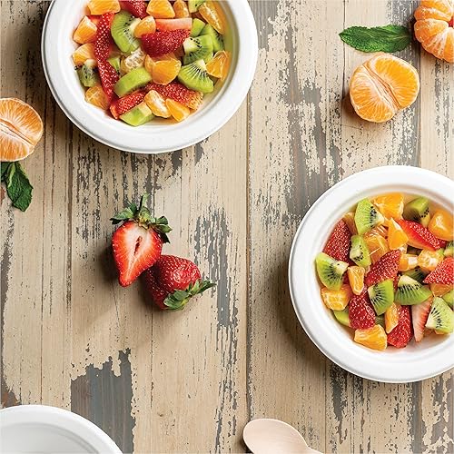 Miniatura 5 de Cuencos de papel 100% compostables de 12 onzas. 1000 unidades Cuencos de sopa resistentes  Cuencos de bagazo sin blanquear de color marrón natural