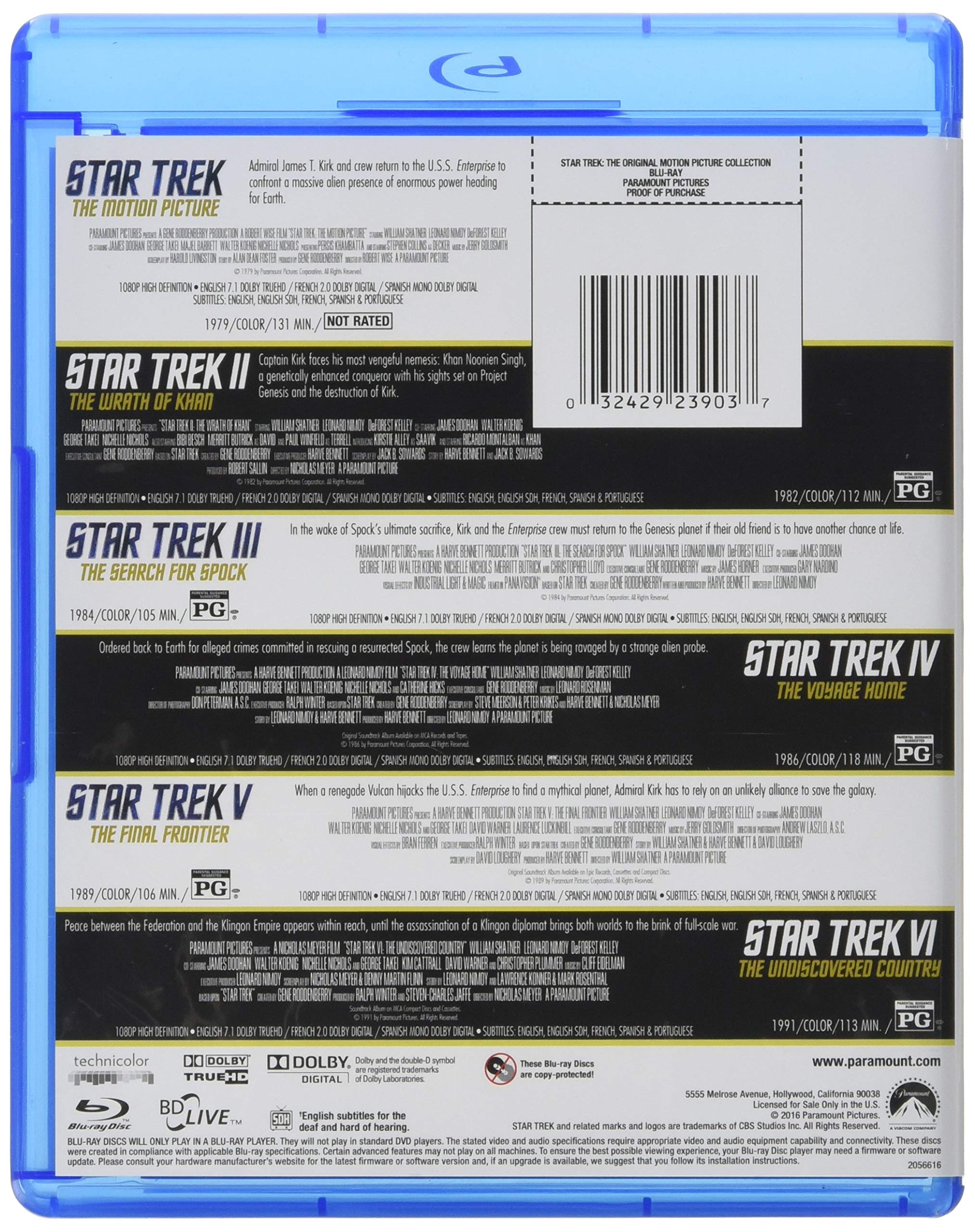Star Trek: Original Motion Picture Collection [Edizione: Stati Uniti] [Italia] [Blu-ray]