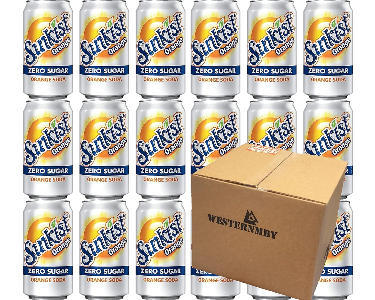 Sunkist Orange Zero Sugar Soda, 12 fl oz, 18 cans