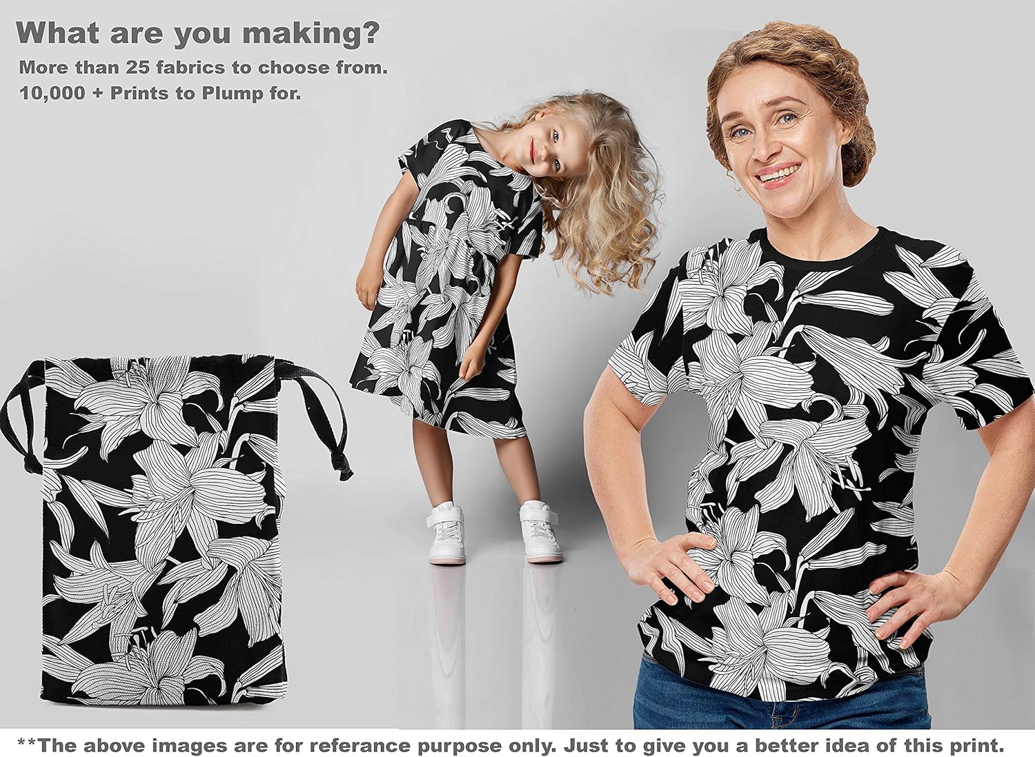 oneOone Cotton Jersey Black Fabric Florals DIY Clothing Quilting Fabric Print Fabric by Yard 58 Inch Wide-NE