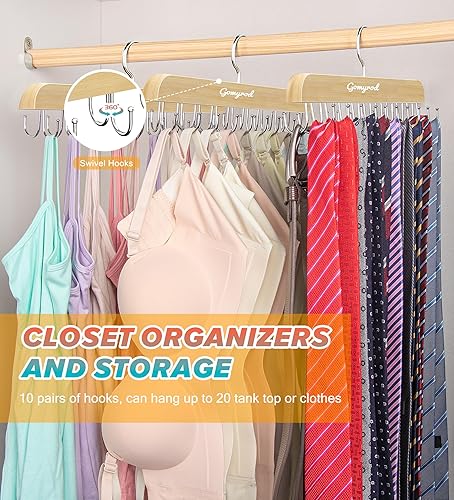 Miniatura 5 de Colgador de brasier para armario, colgador de camiseta sin mangas con capacidad de 20 ganchos plegables de madera para ahorrar espacio,