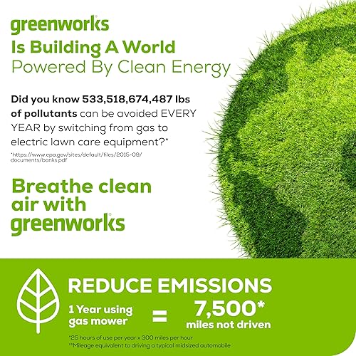 Miniatura 13 de Greenworks Cortacésped inalámbrico sin escobillas de 24 V 13 pulgadas con batería de 4.0 Ah y cargador, cortacésped de empuje sin mantenimiento