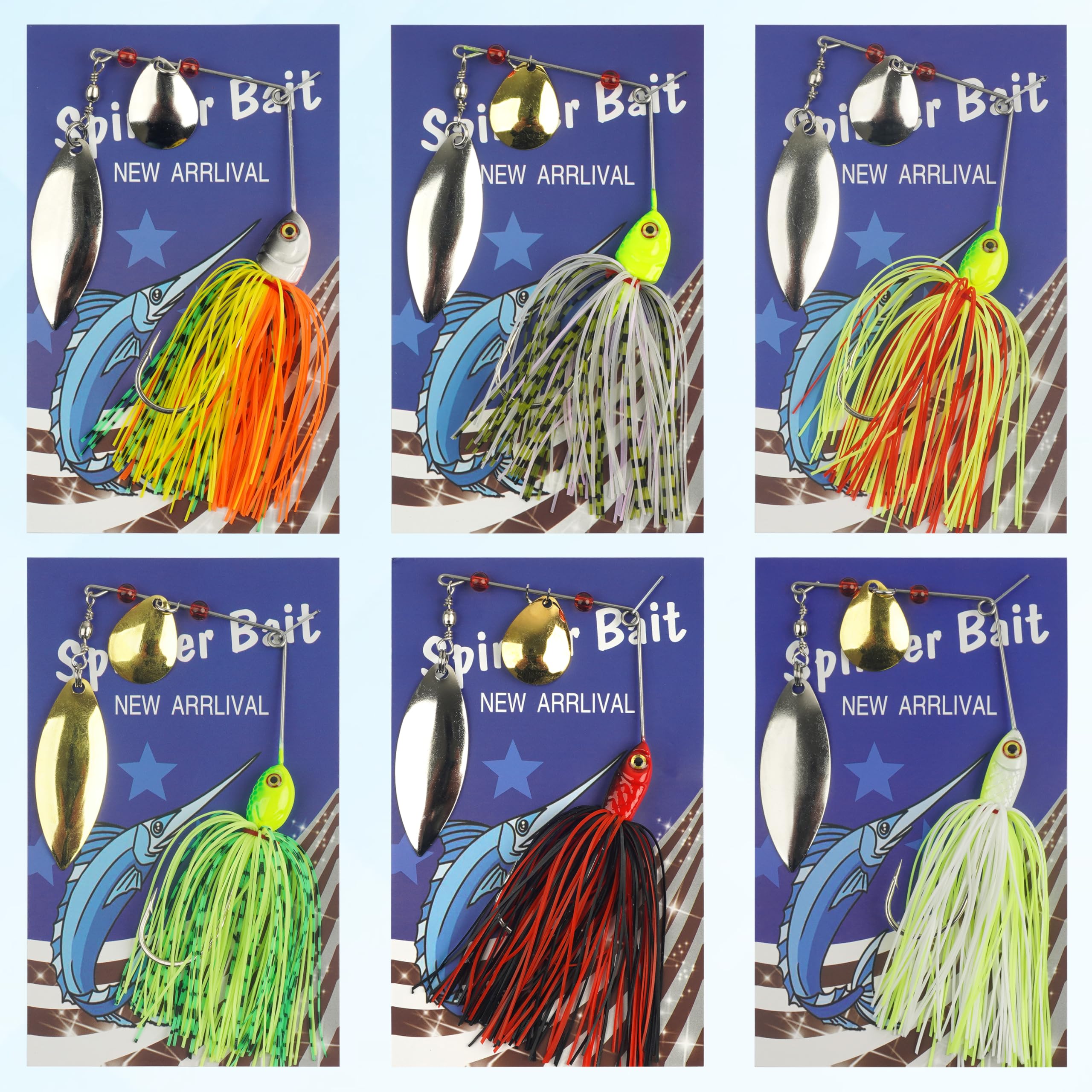 AGOOL Angelköder Spinner Köder-Set – Hartmetall Spinner Lures Multicolor Jigköder Buzzbait Swimbaits für Hecht, Barsch, Forellen, Lachs, Süßwasser, Salzwasserangeln, 6 Stück/12 Stück, Set-2, 12 pcs