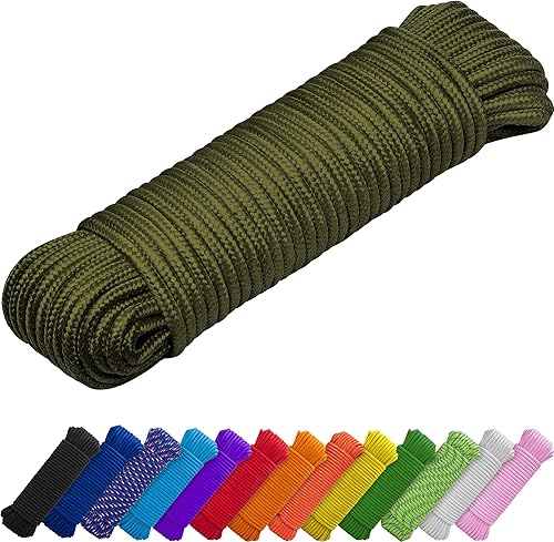 TECEUM Cuerda 90 pies x 14 pulgadas (0.276 in) Verde militar Cuerda fuerte multiusos Camping, manualidades, asta de bandera, interior y exterior
