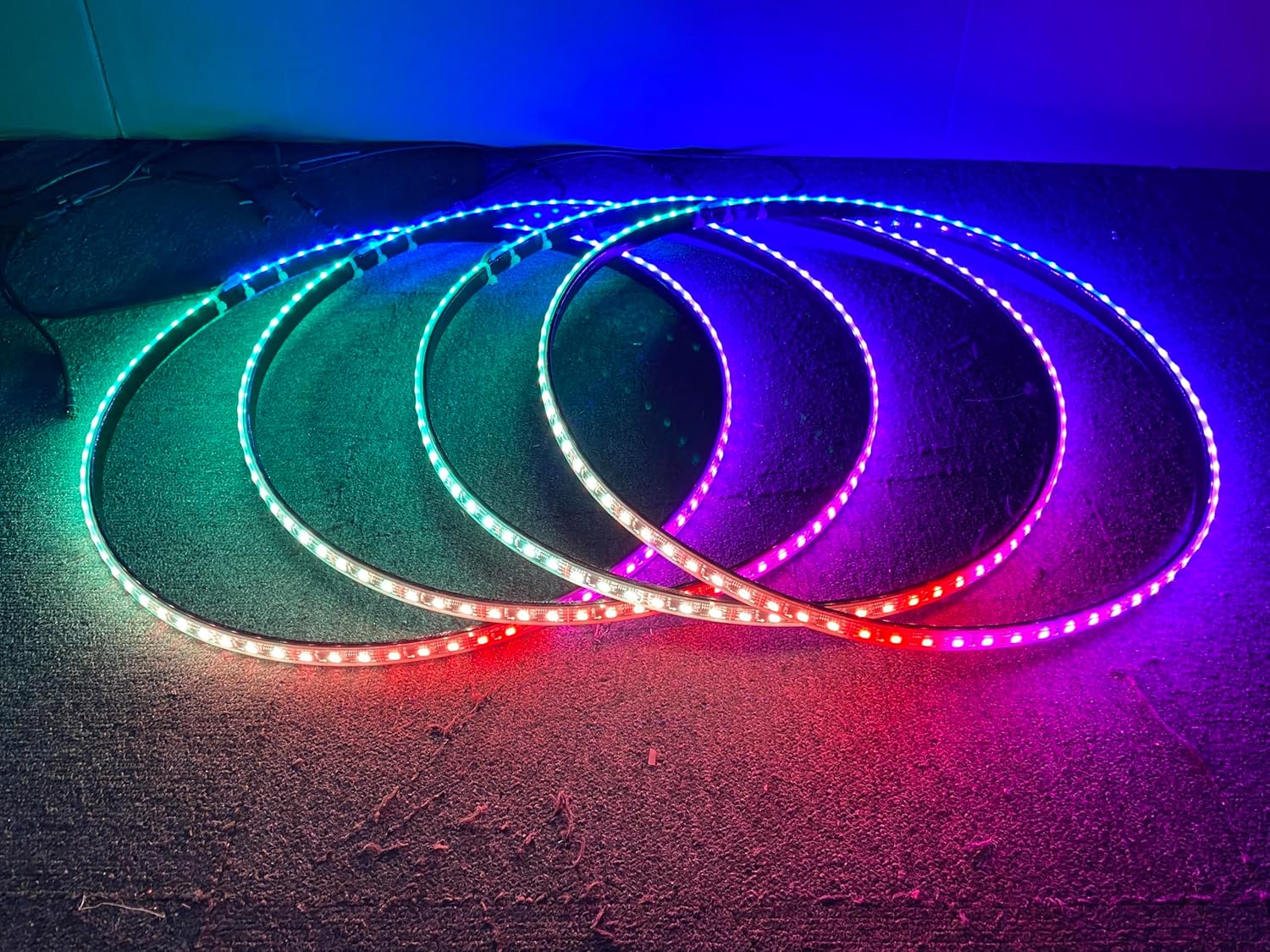 Sando Tech 17.5'' RGB Dream Chase Rim Lights for Car Truck Led Wheel Lights Bluetooth/Remote Ctrl Black Base Metal Ring Sturdy Iron Rings Flowing w/Turn Signal,Brake,Lock Offroad Lighting