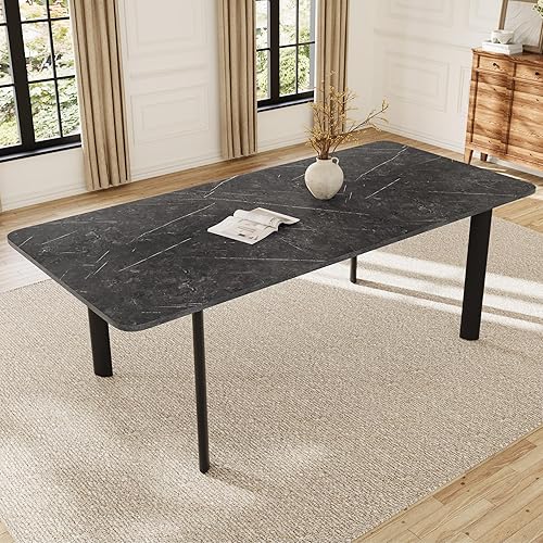 Miniatura 27 de Juego de mesa de comedor extensible para 6-8 personas, mesa de cocina MDF de 63 a 78.7 pulgadas con 6 sillas tapizadas, ahorro de espacio para Mesa