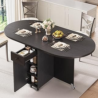 Folding Dining Table for 4 -Foldable Kitchen Dinner Drop Leaf Gateleg Co...