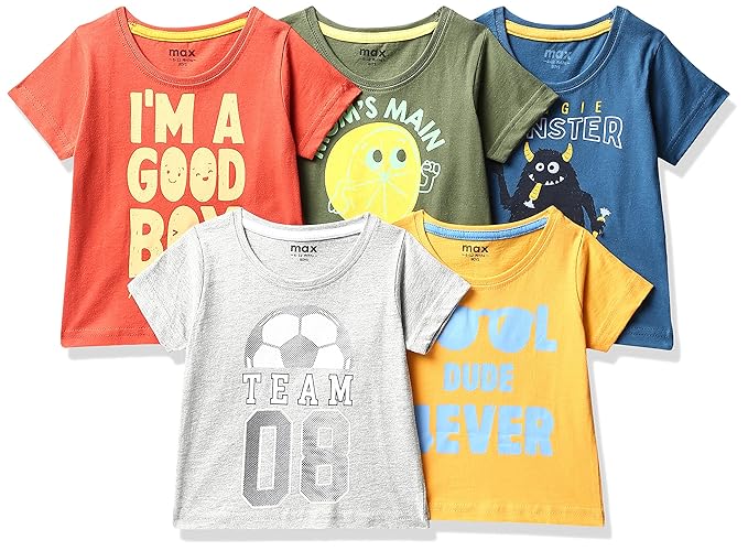 Max Baby-Boys Regular T-Shirt (Pack of 5)
