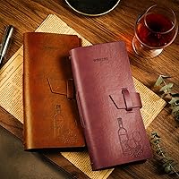 Vista 4 de Gueevin Diario de pasaporte de vino de piel sintética, libro de cata de vinos de bolsillo, diario de cata de vino, libro de registro de cerveza