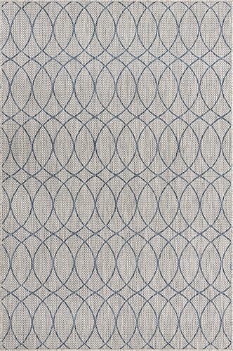 Miniatura 2 de Unique Loom Outdoor Trellis Collection - Alfombra rectangular de 5 pies 3 pulgadas x 8 pies, gris y azul