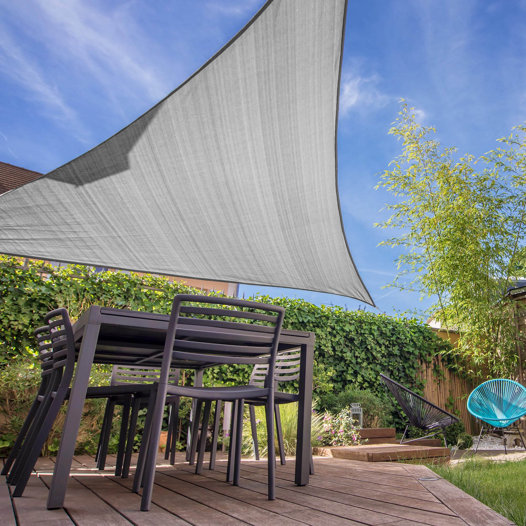 Voile D'ombrage Triangulaire 5x5x5m Imperméable à L'eau PES Toile D Protection Uv Pour Patio Exterieur Jardin 96182503