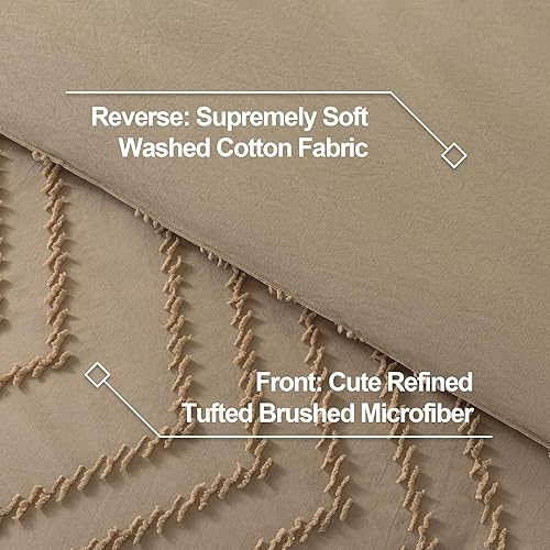 Miniatura 7 de Litanika Juego de edredón color gris pardo, tamaño Queen, juego de ropa de cama y colecciones de 3 piezas, juego de cama para todas las estaciones