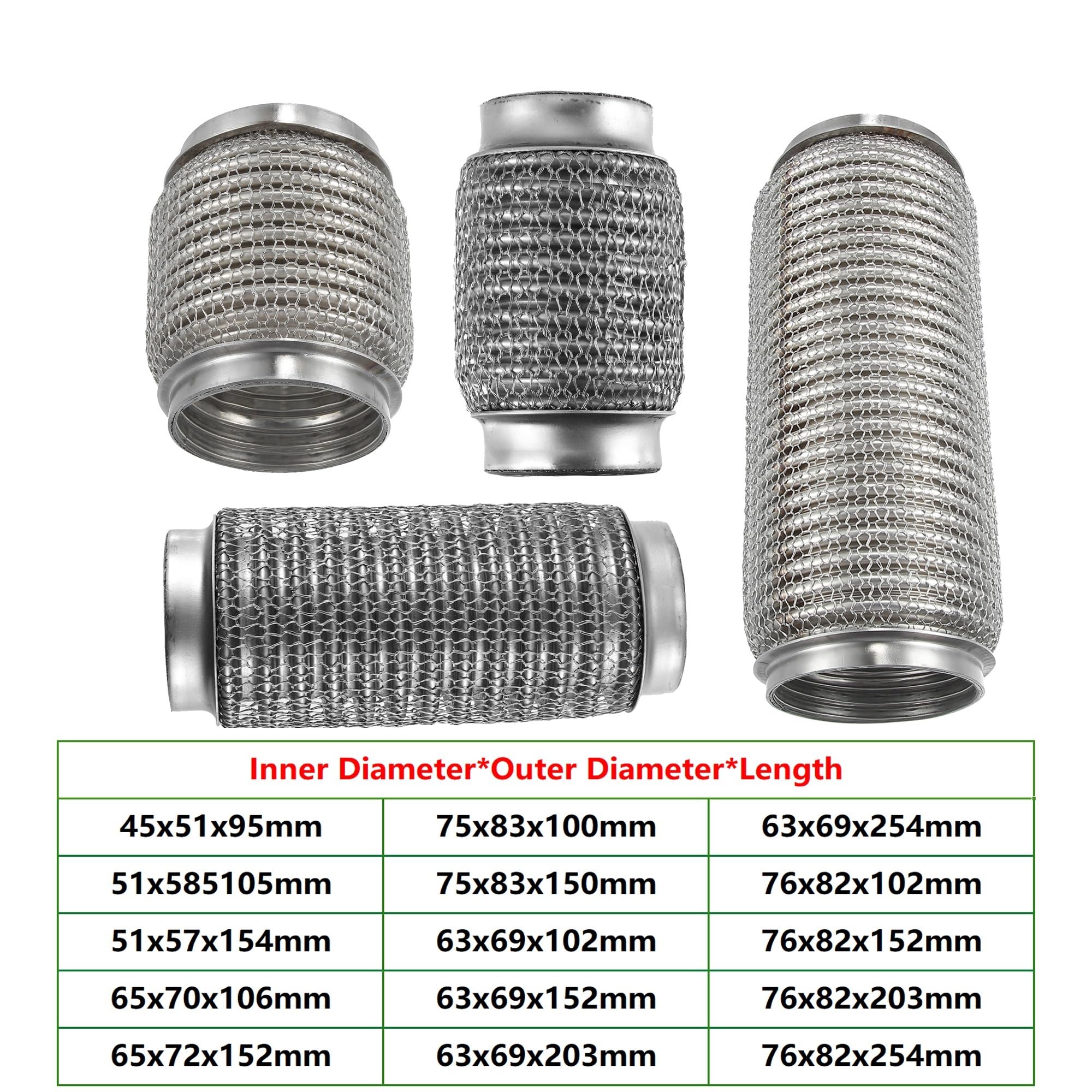 Car Silencer 45/50//63/65/76/75mm elastyczna rura wydechowa tłumik samochodowy uniwersalne złącze wydechowe akcesoria(76x82x203mm)