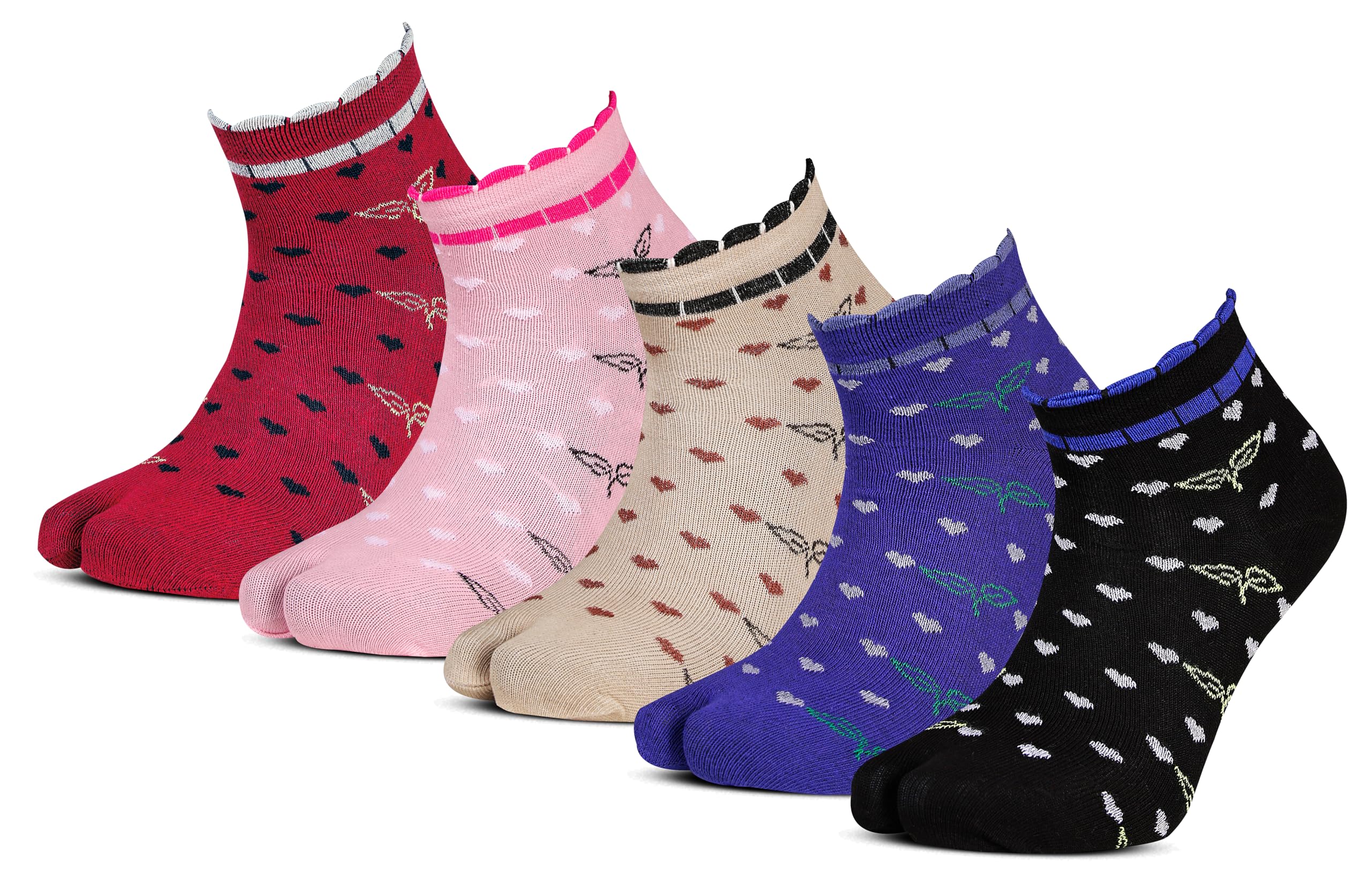 rc. royal class Women's Ankle Cotton Thumb Socks (Pack Of 5 Pair, Multicolored, Free Size, Ankle Length)-picture-33