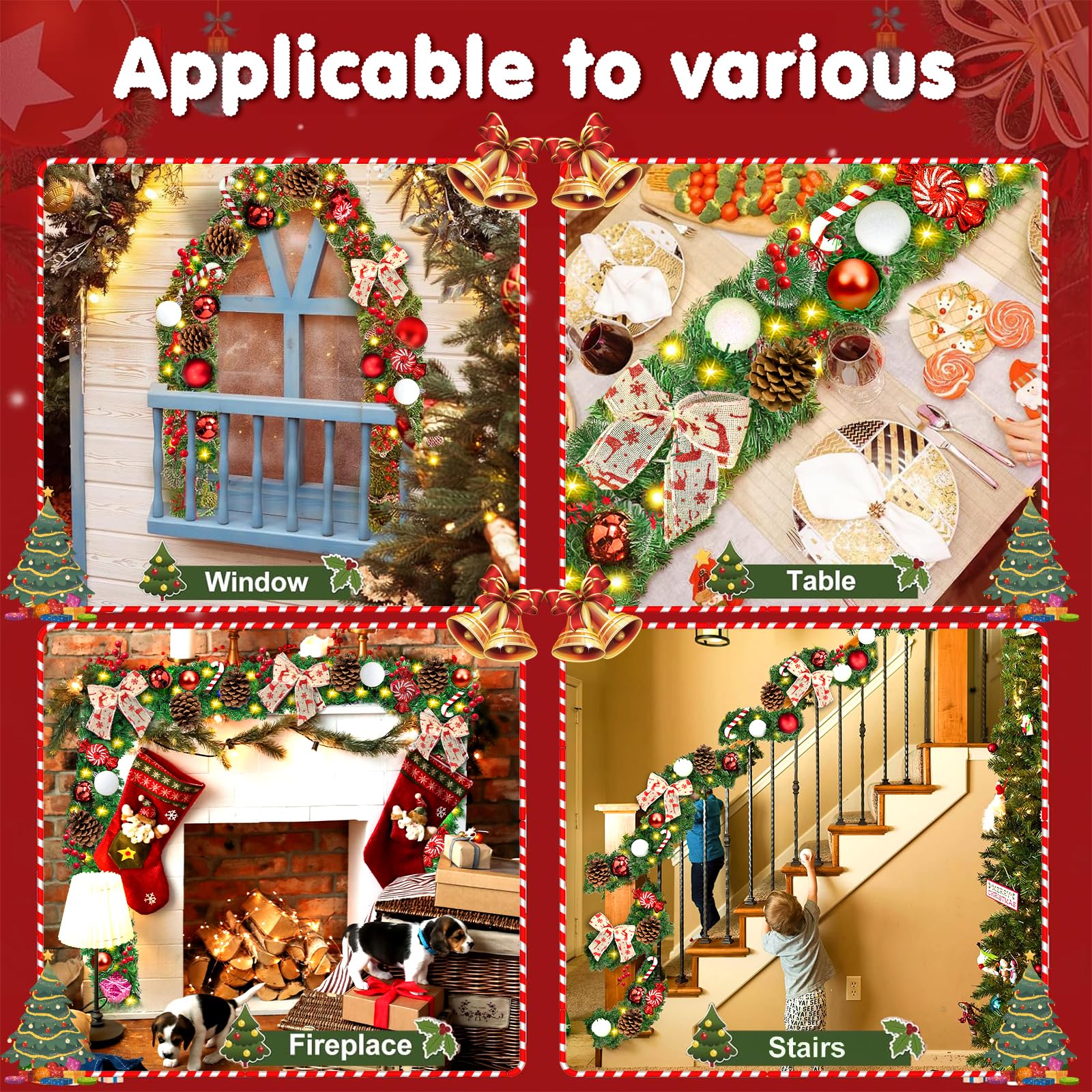 MTINRNI Guirlande Sapin Artificiel,270cm Guirlande De Noël,5m