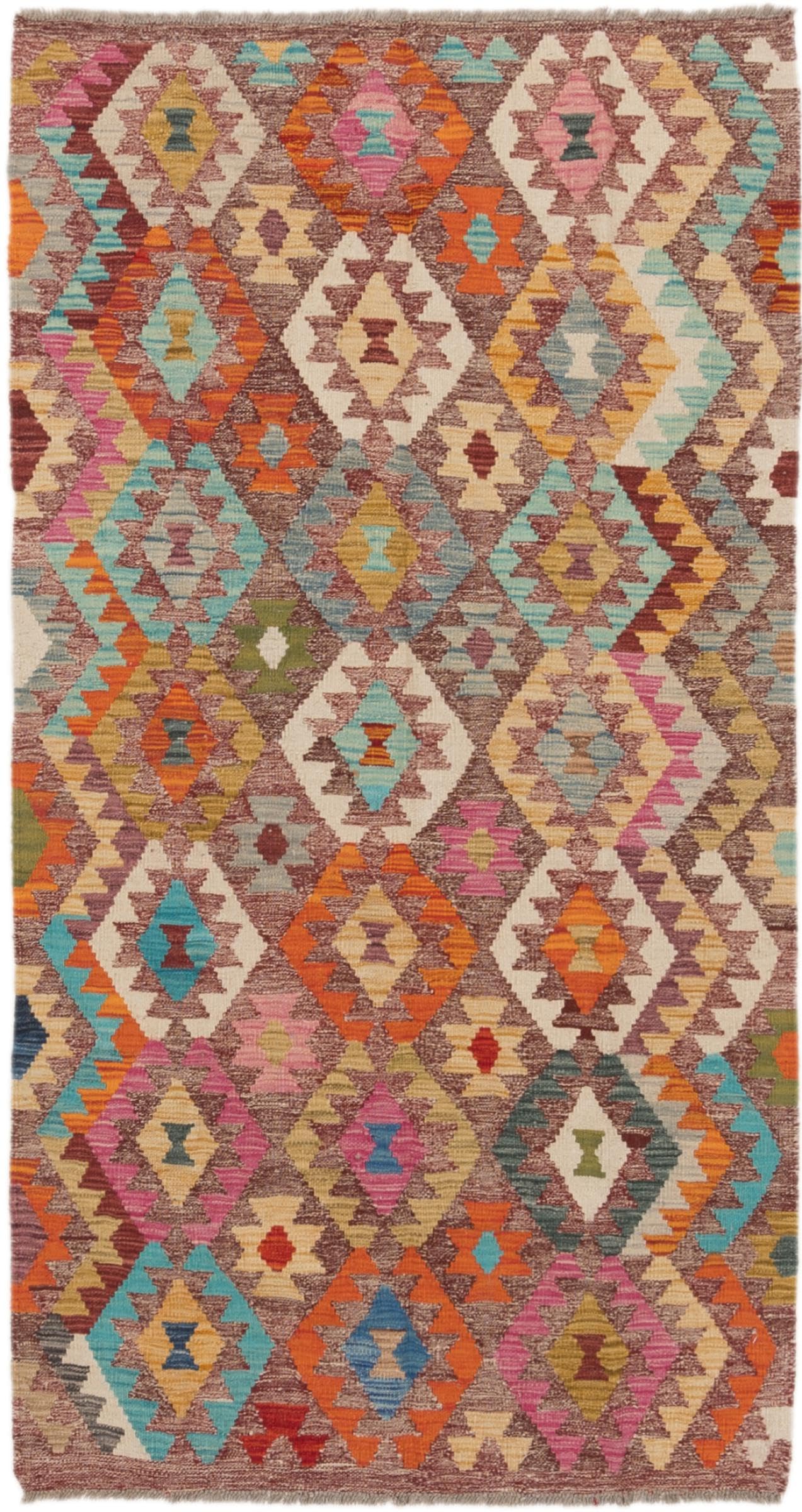 Tapis d'Orient Kilim afghan d'exception en pure laine fait main
