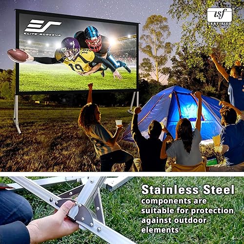 Miniatura 5 de Elite Screens Yard Master 2, pantalla de proyector para exteriores de 75 pulgadas con soporte 169, 8K 4K Ultra HD 3D plegable rápido cine portátil