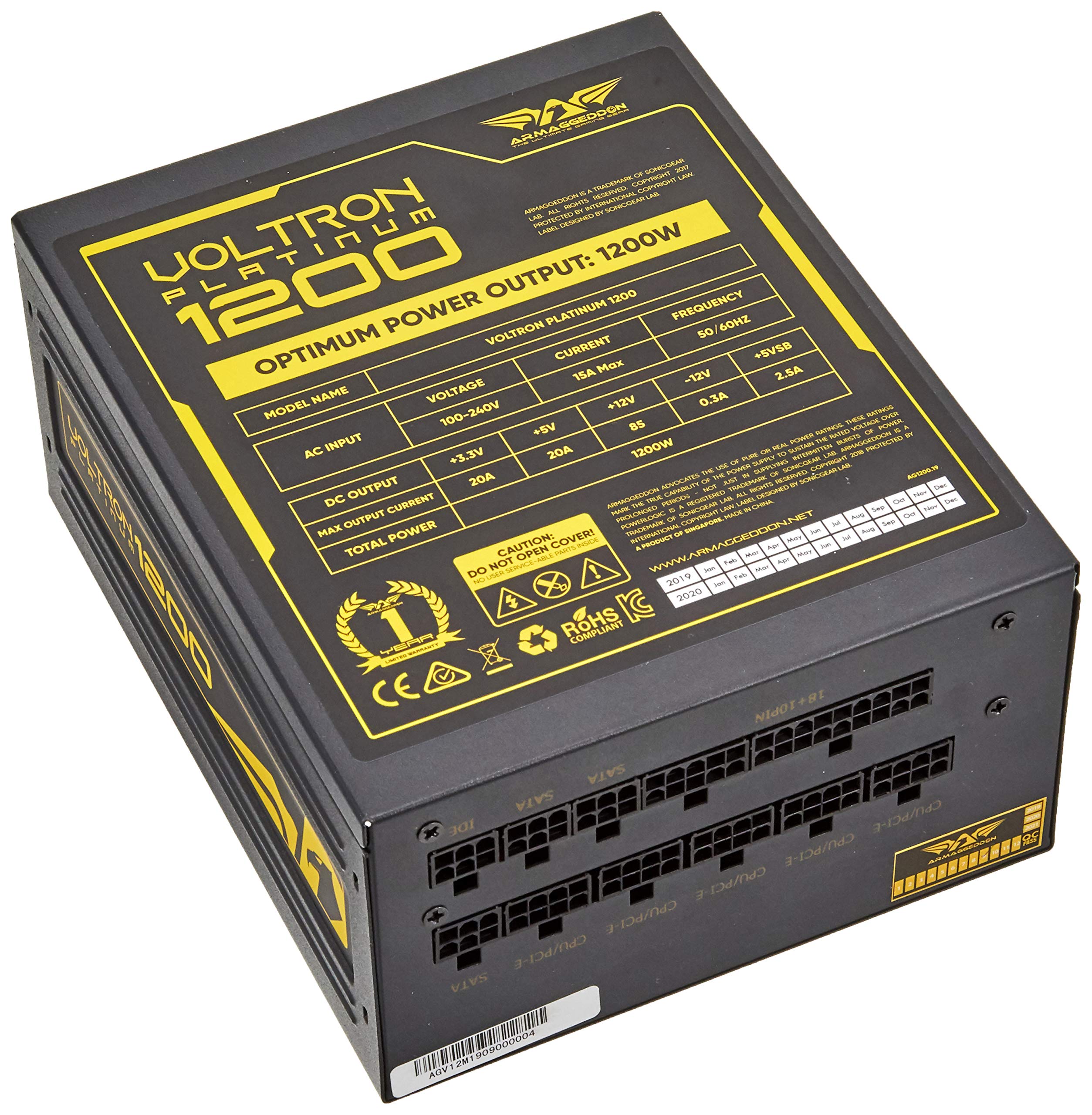 新品 Armaggeddon VOLTRON 700W ATX電源ユニット Armaggeddon Voltron Platinum 700 Power Supply Unit, 700W, Black