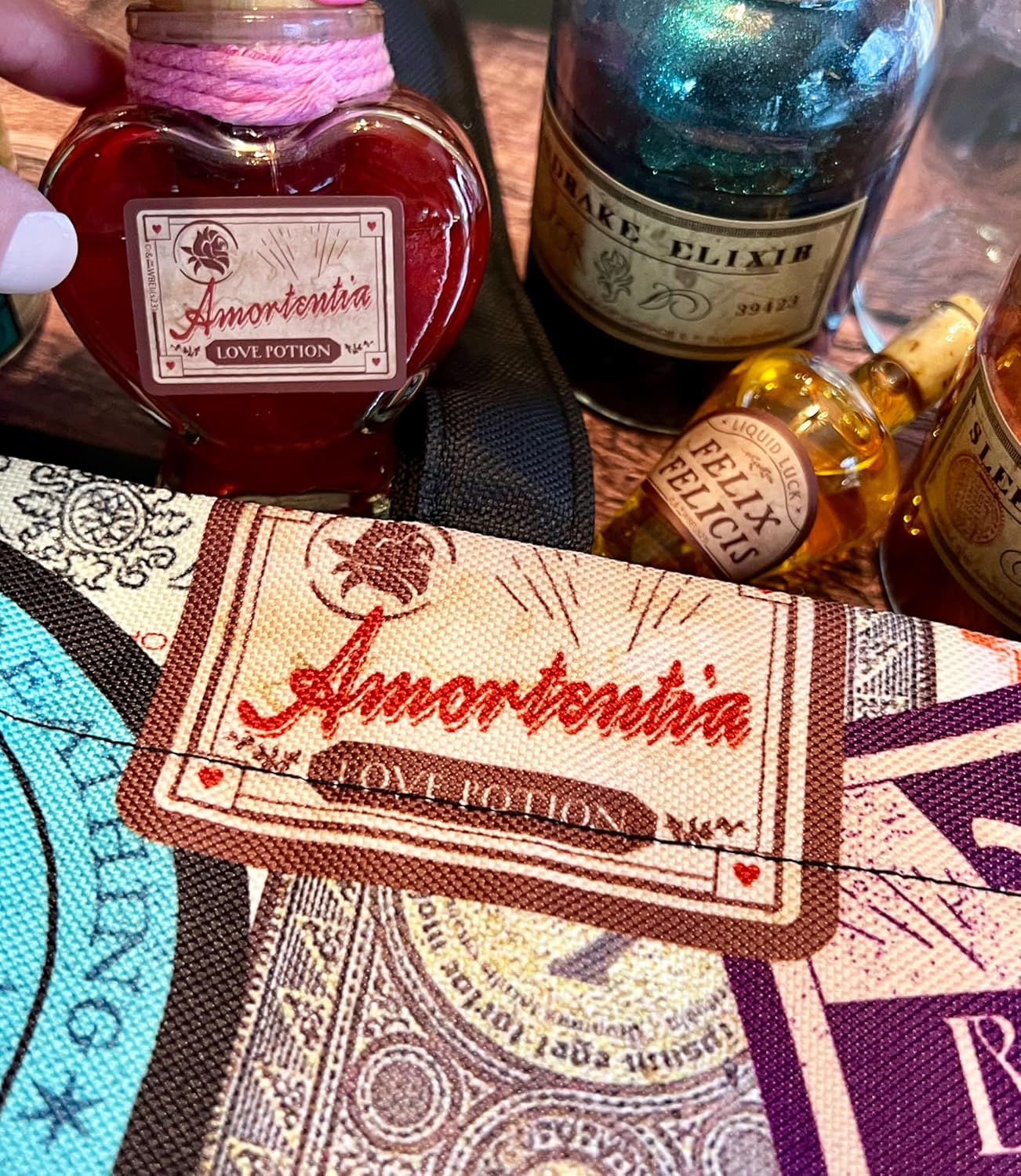 CON*QUEST Harry Potter Potions Labels Tote Bag, Durable Woven Polyester, Snap Closure, Patterned Inside Pocket, Elastic Wand/Pen Loop, 18''x14''x4'', Officially Licensed Wizarding World Merchandise - Image 6