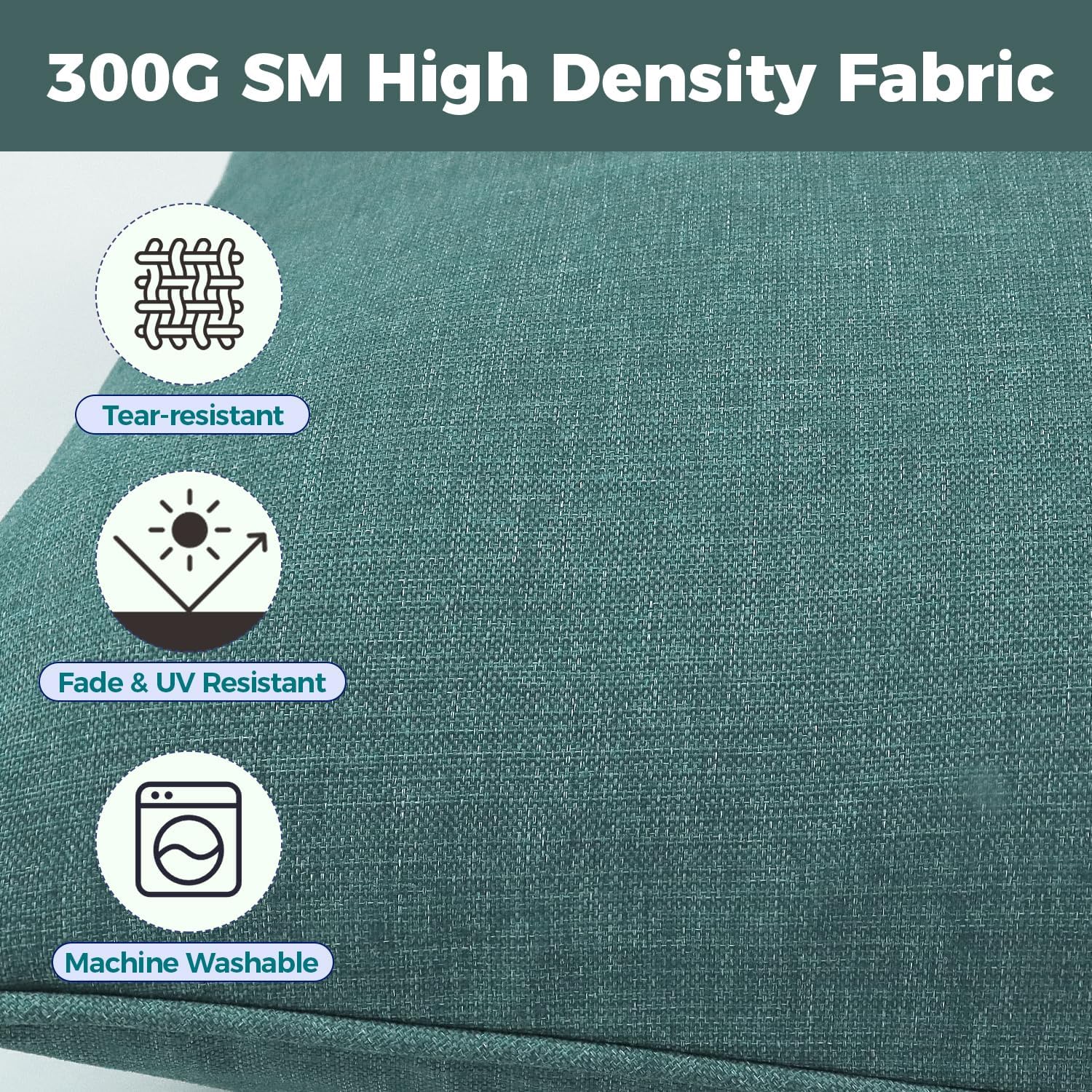 Outdoor Seat Cushion Set, 24 x 24, Rain-Proof & Fade Resistant, Patio Furniture Cushions with Deep Seat Bottom and Back, Removable Cushions for Chair, (Green)