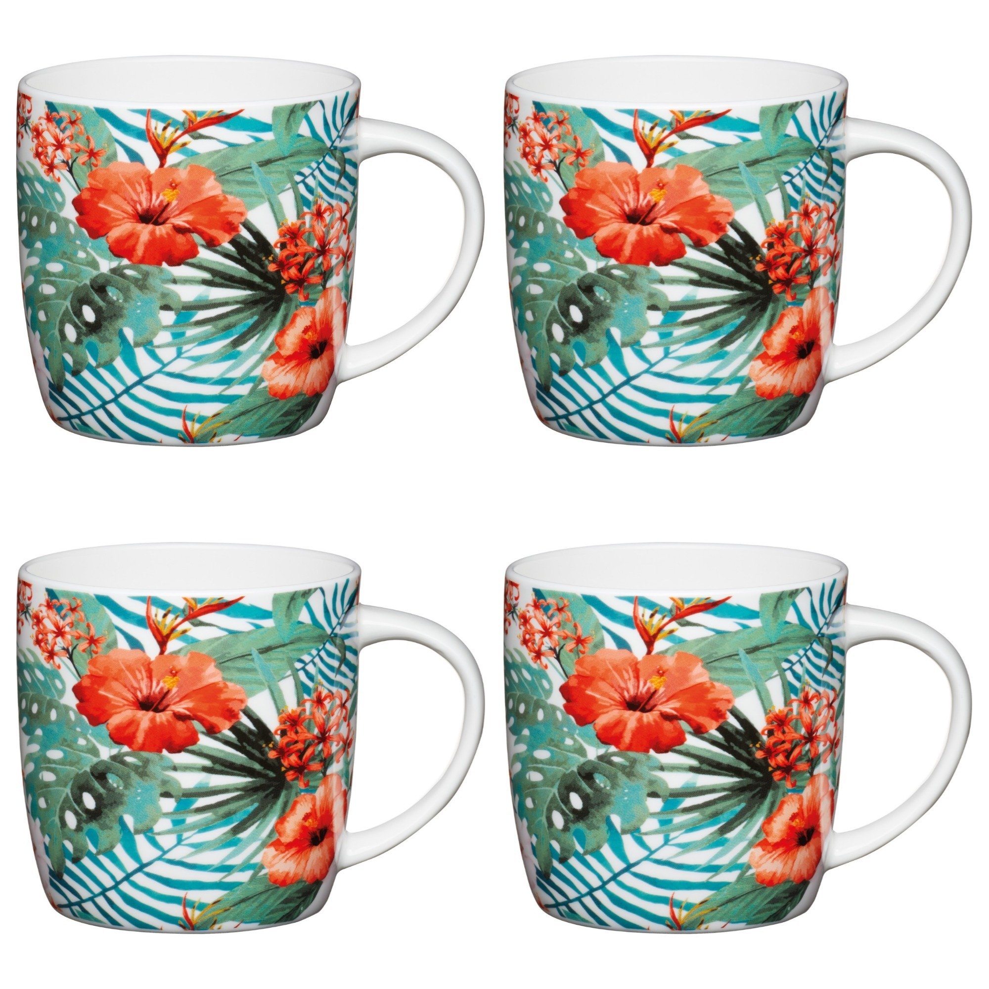 Rackhams Set Of Four China Jungle Mugs - Multicolour - Porcelain - Mug