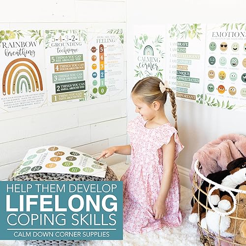 Miniatura 9 de Hadley Designs 8 carteles de esquina calmantes para el aula imprescindibles para profesores, suministros de esquina de 11 x 17 pulgadas, tabla