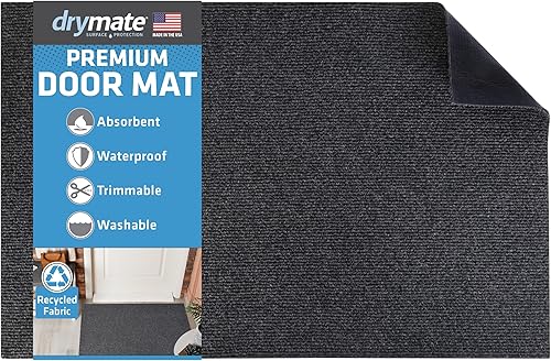 Drymate Tapete prémium para puerta de entrada, absorbente, impermeable, antideslizante, de bajo perfil, de secado rápido, lavable a máquina, diseño
