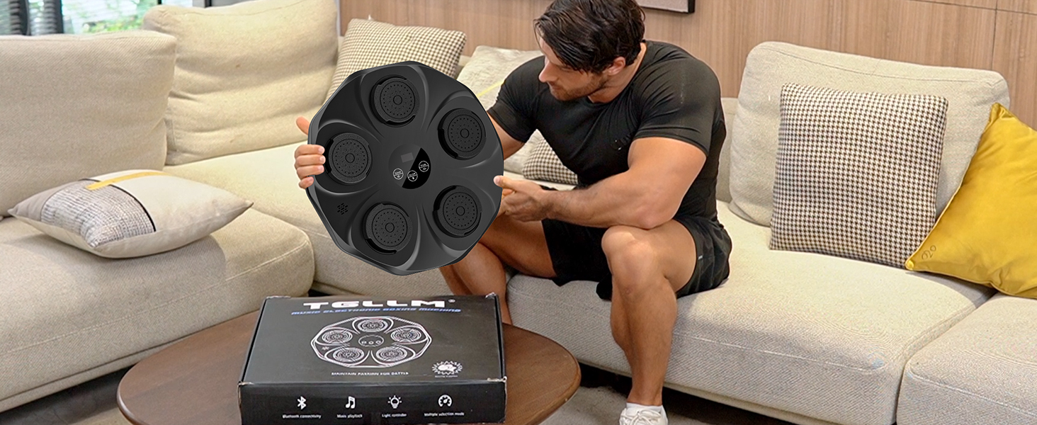 TGLLM Music Boxing Machine, Interactive Punching Trainer with Boxing Gloves, Large Size Wall Mounted Electronic Boxing Target for Adult Kids, 9 Modes & 9 Speeds